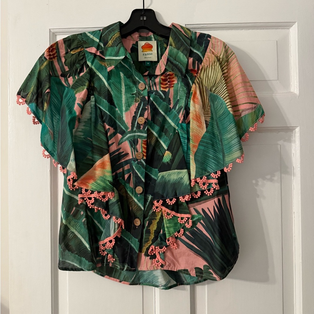 Farm Rio Palm Button Down Top